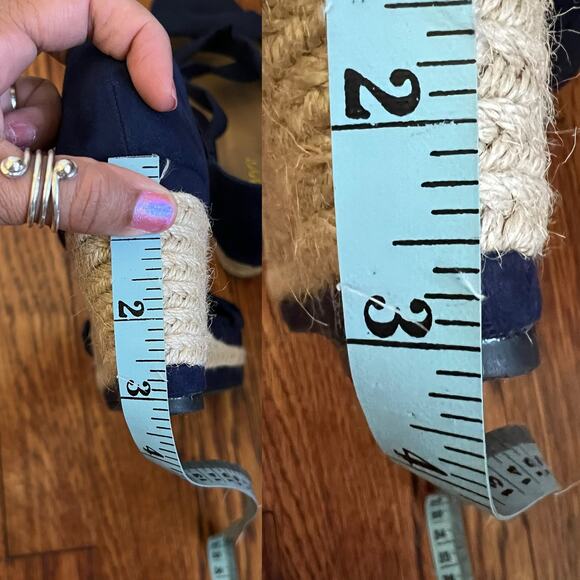 Royal Blue Wedge Espadrille Sandals Size 7 Strappy Open Toe 3in Heel Bohochic - Picture 13 of 16